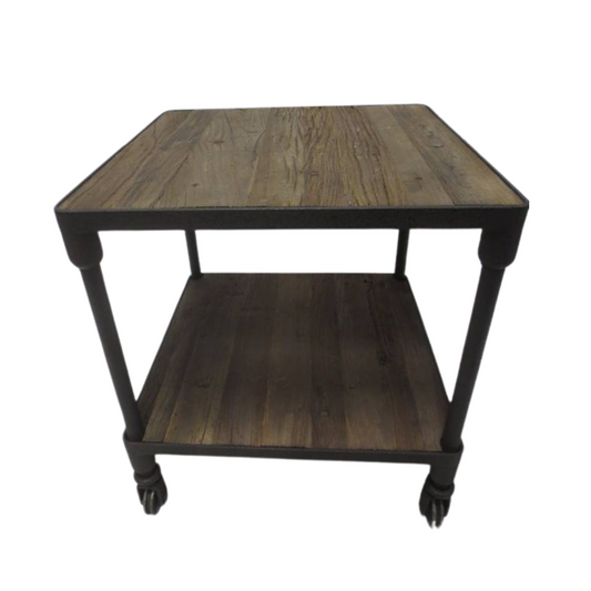 Restoration Hardware Industrial Wood Side Table - Bygone Icons