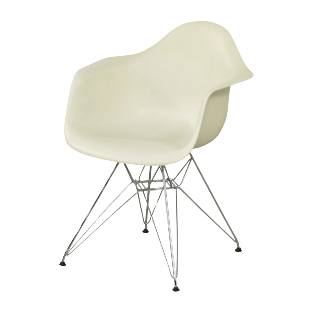 Eames Molded Plastic Armchair in White (Original, Discolored, Noticeable Wear)