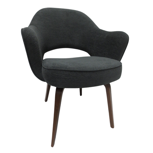 Knoll Saarinen Executive Side Chair in Grey with Wood Legs (New)