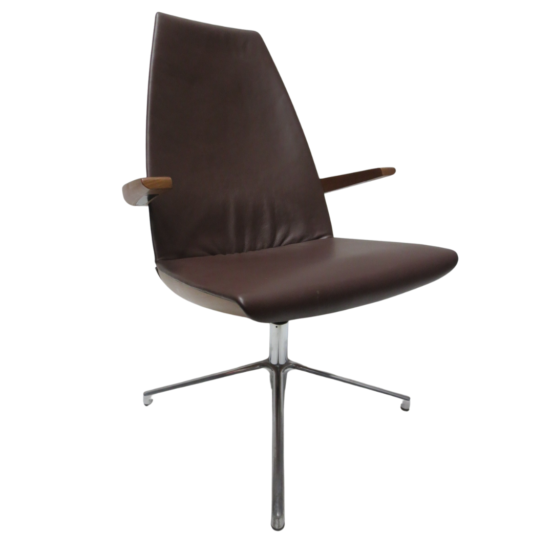 Geiger Clamshell Executive Swivel Chair in Brown Leather