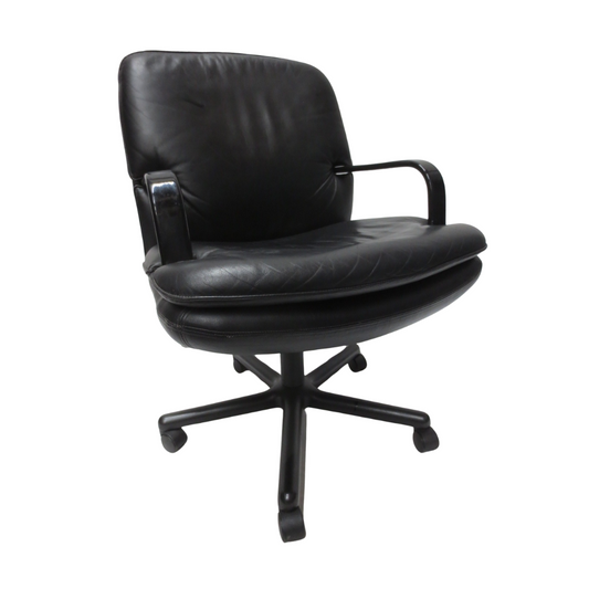 Fraser Contract Mid-Century Executive Chair in Black Leather