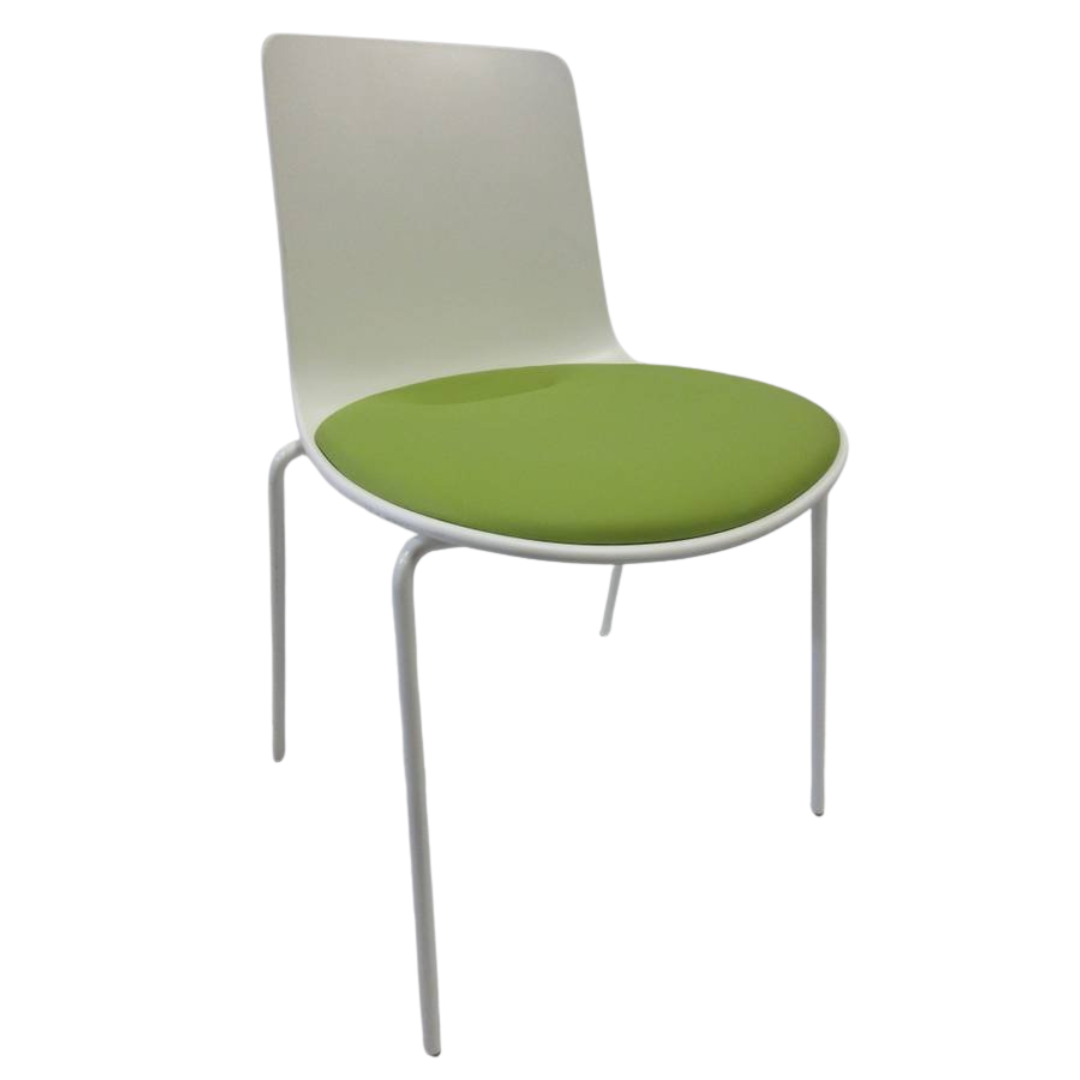 Coalesse Lottus Dining/Side Chair in White with Green Cushion - Bygone Icons