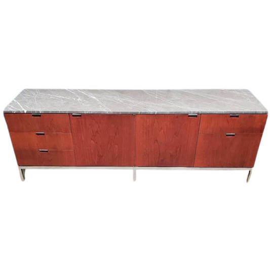 Florence Knoll 2-Door 5-Drawer Credenza with Marble Top - Bygone Icons