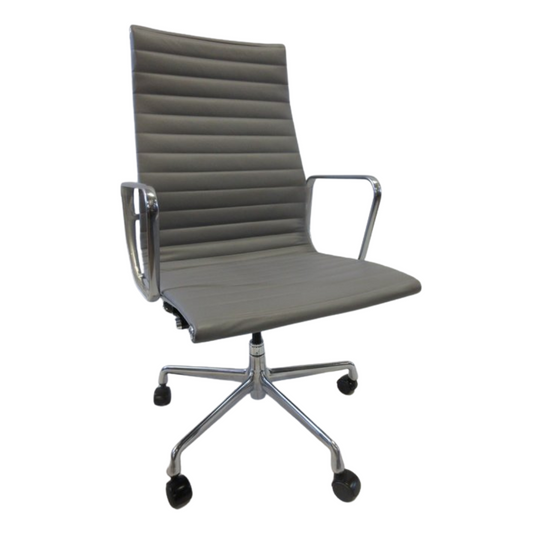 Herman Miller Eames Aluminum Group Executive Chair in Grey Leather - Bygone Icons