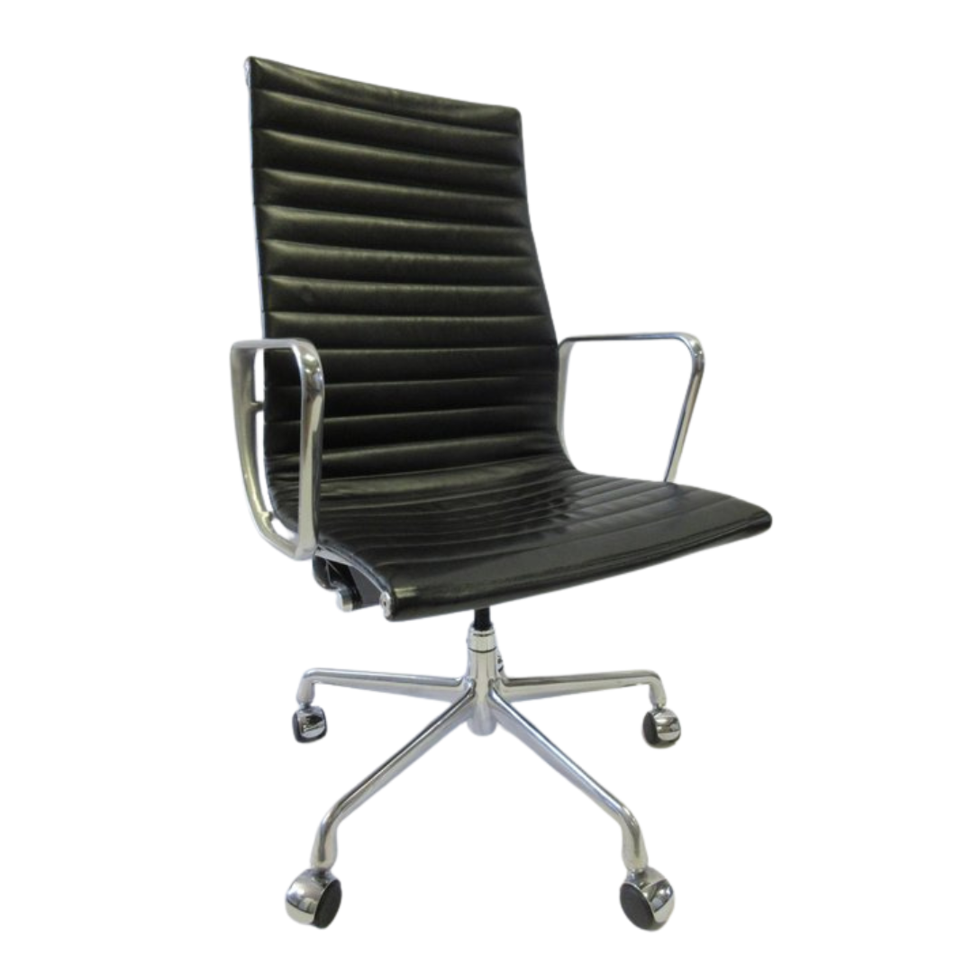 Herman Miller Eames Aluminum Group Executive Chair in Black Leather - Bygone Icons