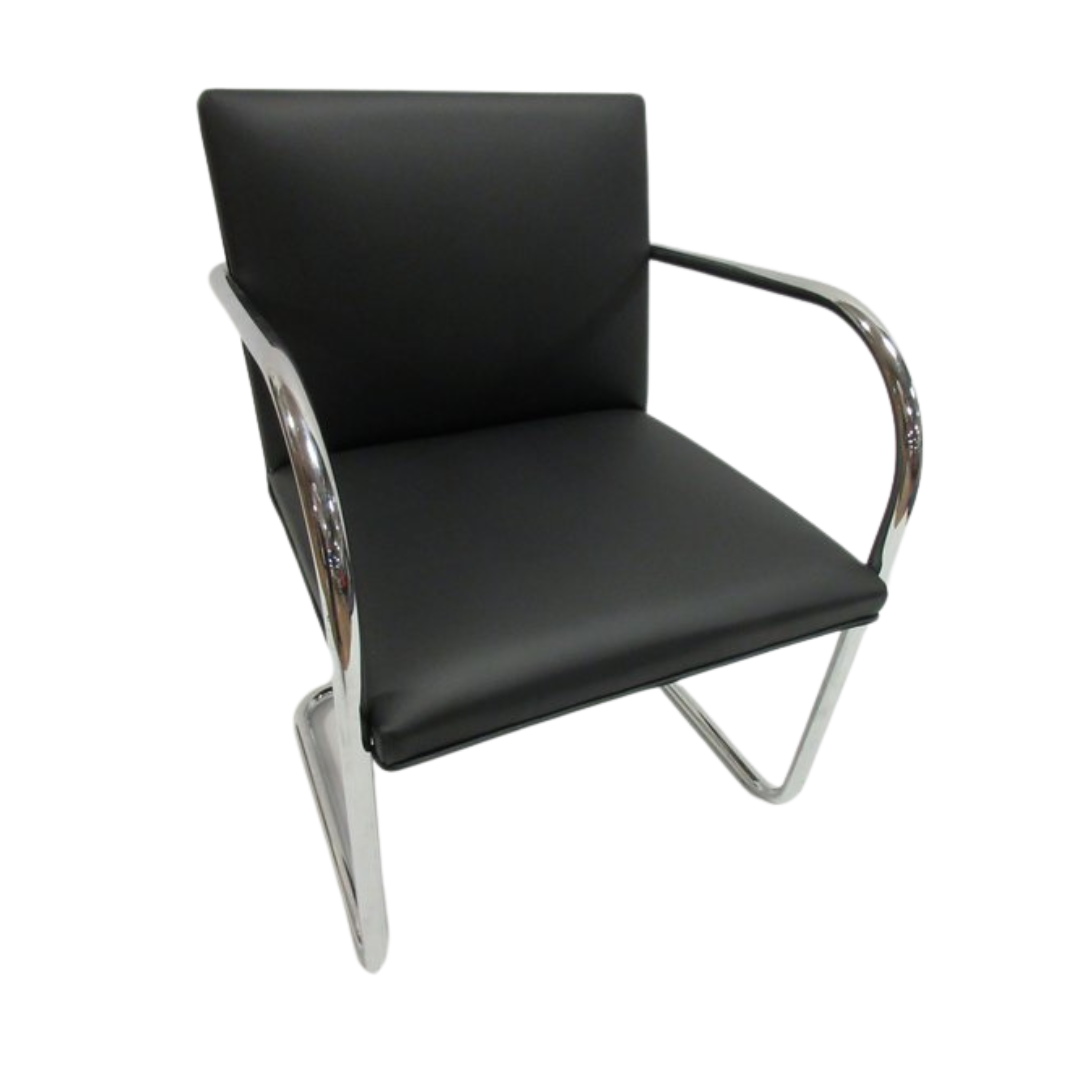 Knoll BRNO Chair in Black Eco-Leather - Bygone Icons