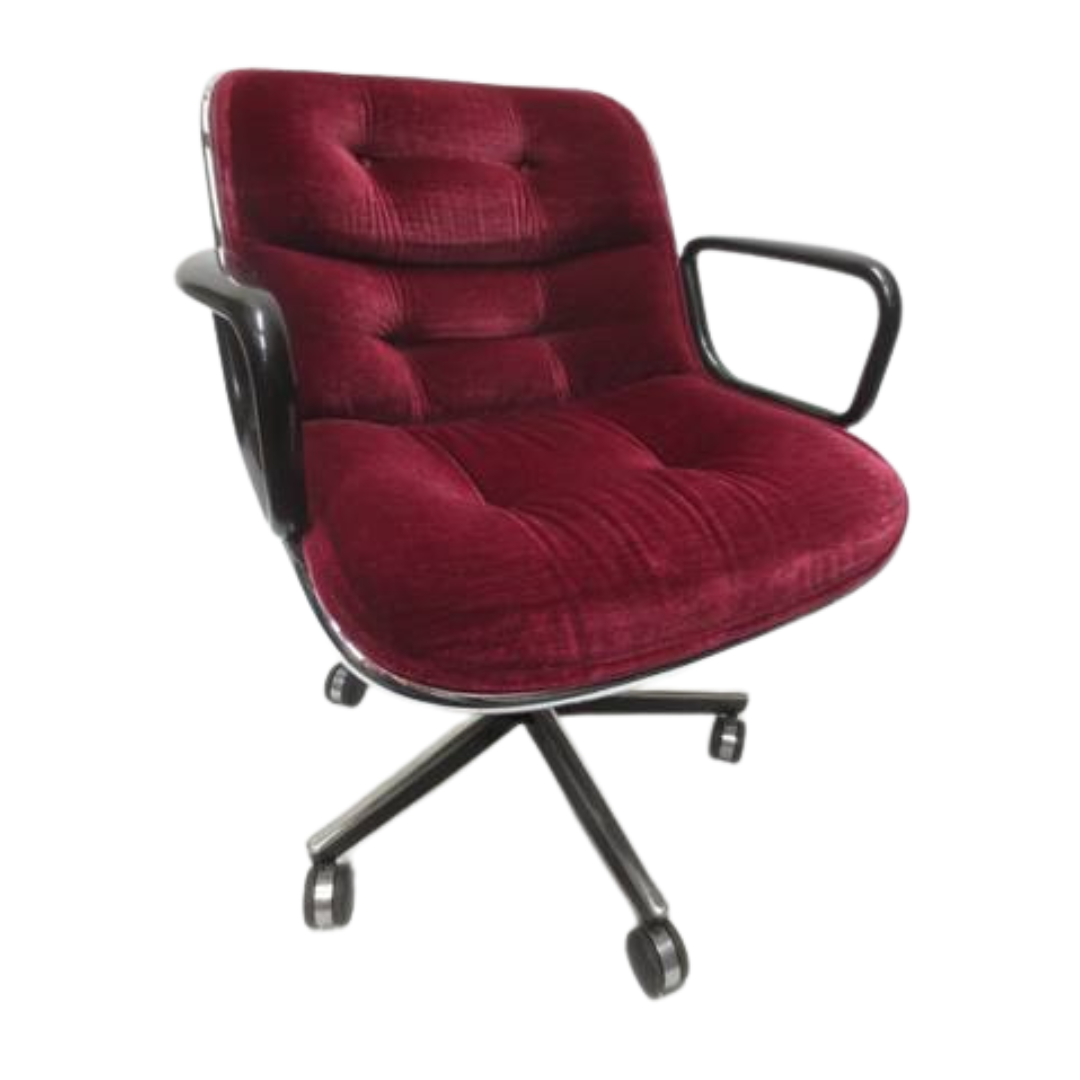 Knoll Pollock Executive Chair in Red Velour - Bygone Icons