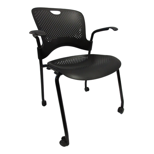 Herman Miller Caper Armchair in Black with Plastic Seat and Wheels (New)