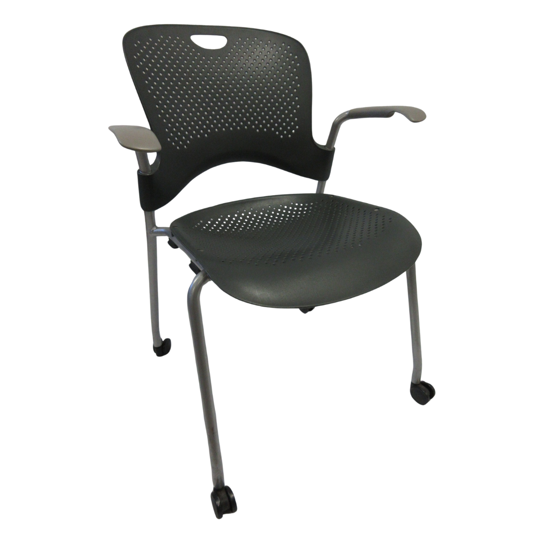 Herman Miller Caper Armchair in Grey with Plastic Seat and Wheels