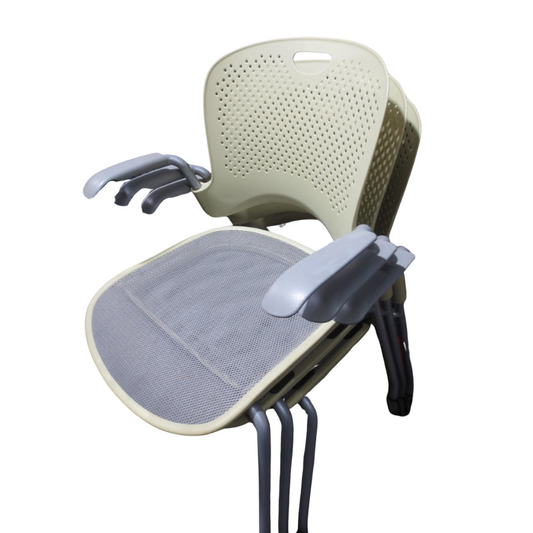 Herman Miller Caper Armchair in Lime with Grey Mesh Seat and Wheels