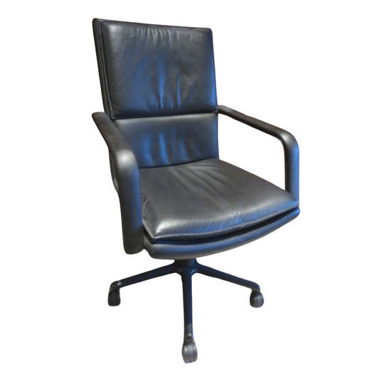 Keilhauer Elite 597 MidBack Executive Office Chair in Black Leather