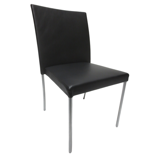 Walter Knoll Jason Lite Side Chair in Black with Satin Chrome Legs - Single (New)