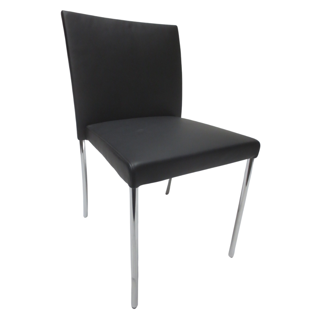 Walter Knoll Jason Lite Side Chair in Black with Polished Chrome Legs - Single (New)