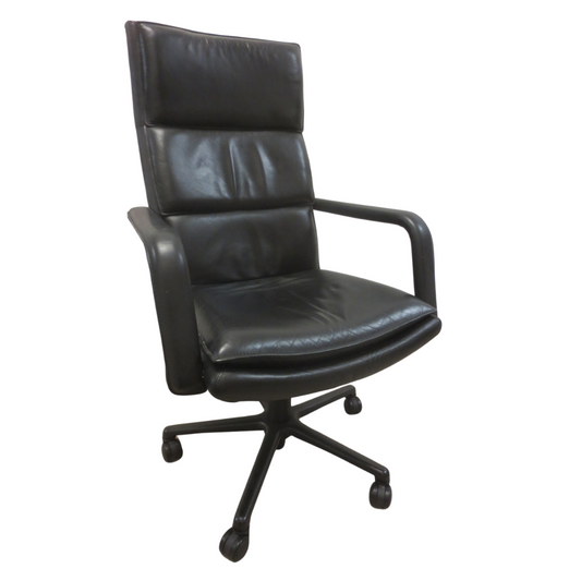 Keilhauer Elite 591 Highback Executive Office Chair in Black Leather