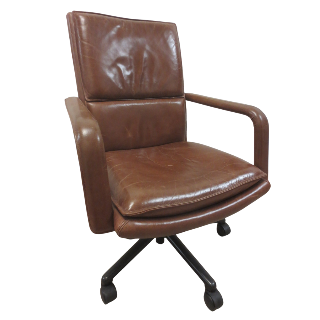 Keilhauer Elite 597 MidBack Executive Office Chair in Chesnut Brown Leather