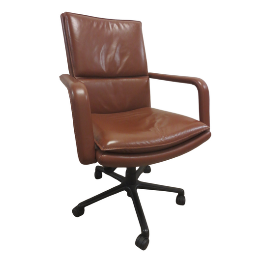 Keilhauer Elite 597 MidBack Executive Office Chair in Caramel Brown Leather