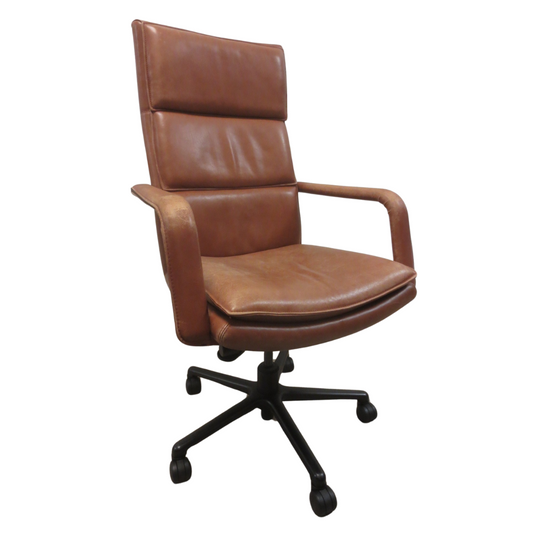 Keilhauer Elite 591 Highback Executive Office Chair in Brown Leather