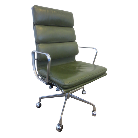 Herman Miller Eames Executive Soft Pad Chair in Dark Green Leather