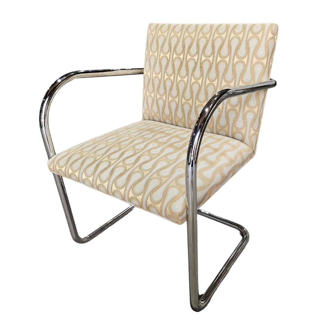 Knoll BRNO Chair in Gold Patterned Fabric - Set of Four