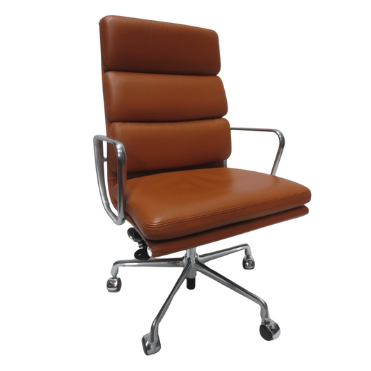 Herman Miller Eames Executive Soft Pad Chair in Dark Brown Leather with Pneumatic Lift