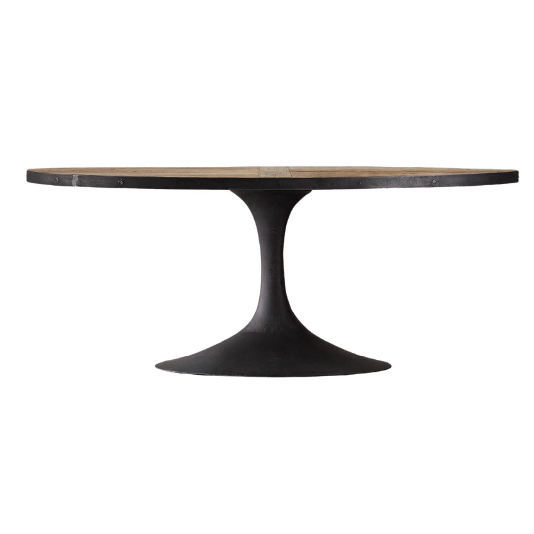 Restoration Hardware Aero Oval Reclaimed Elm Wood Oval Dining Table