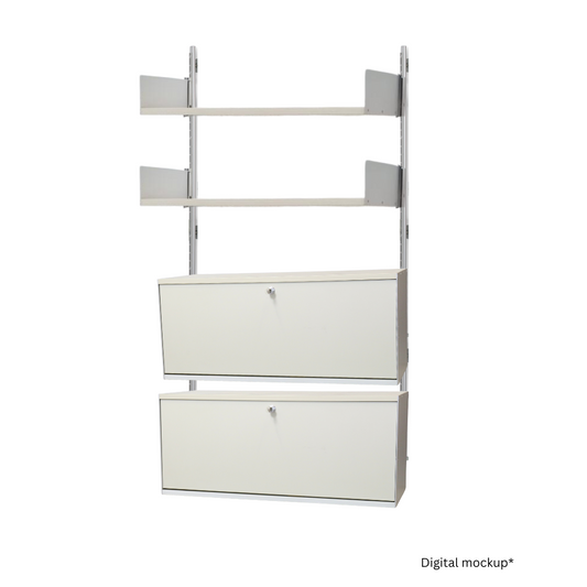 Vitsoe Shelving System with 2 Shelves and 2 Drawers in Off-White