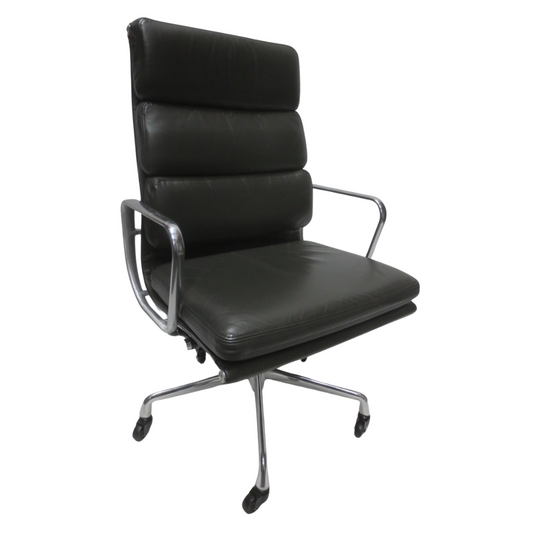 Herman Miller Eames Executive Soft Pad Chair in Charcoal Grey Leather