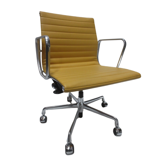 Herman Miller Eames Aluminum Group Management Chair in Butterscotch Leather