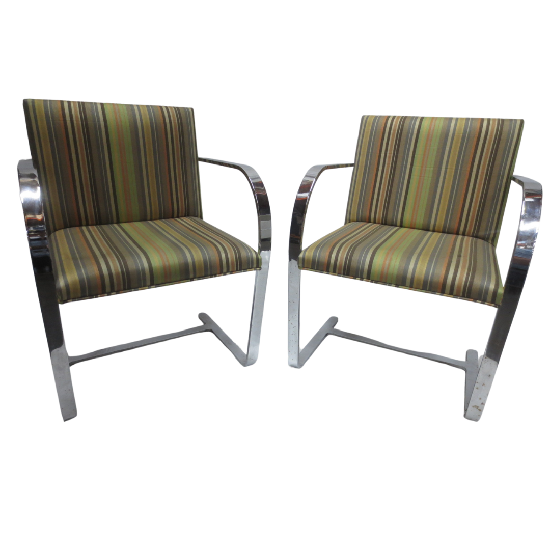 Gordon International BRNO Chairs with Striped Upholstery - A Pair