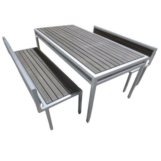 Modern Outdoor Etra 6-ft Dining Table and 2 Benches