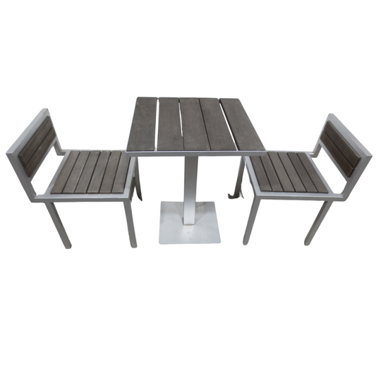 Modern Outdoor Etra 24-in Square Cafe Dining Table and 2 Low-Back Dining Chairs