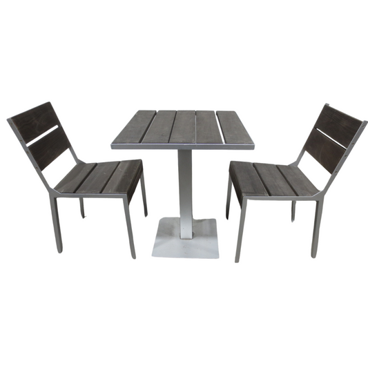 Modern Outdoor Etra 24-in Square Cafe Dining Table and 2 High-Back Dining Chairs