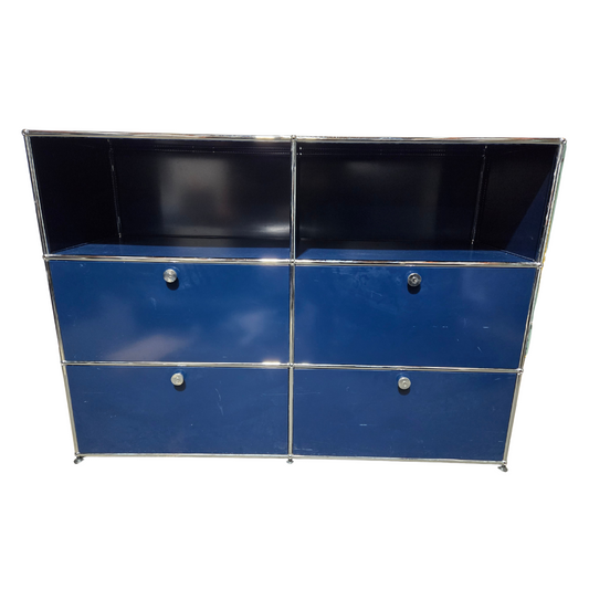 USM Haller Cabinet / Dresser 2x3 with 4 Drawers and 2 Shelves in Steel Blue