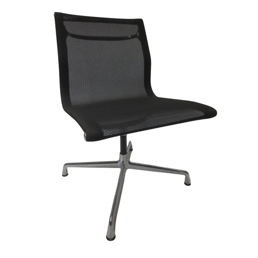 Herman Miller Eames Aluminum Group Side Chair in Black Mesh (Noticeable Wear)