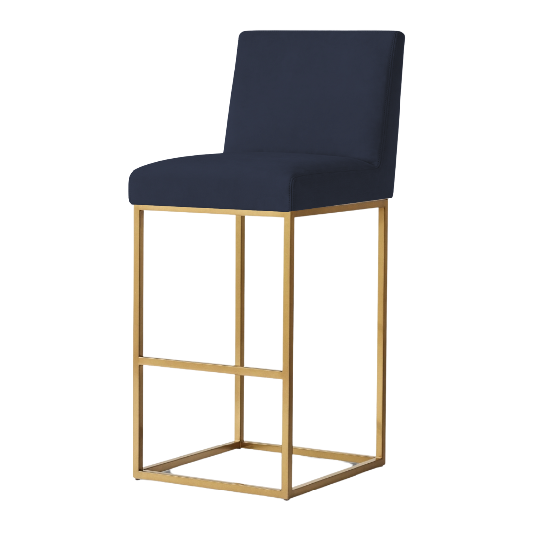 Restoration Hardware Emery Bar Height Stool in Blue with Brass Base (New)