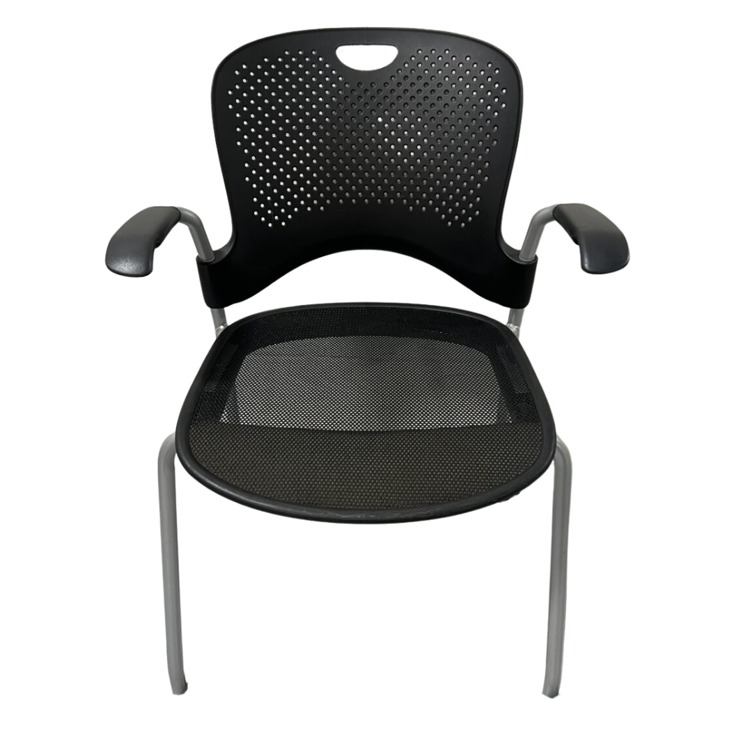 Herman Miller Caper Armchair in Black with Mesh Seat and Grey Legs