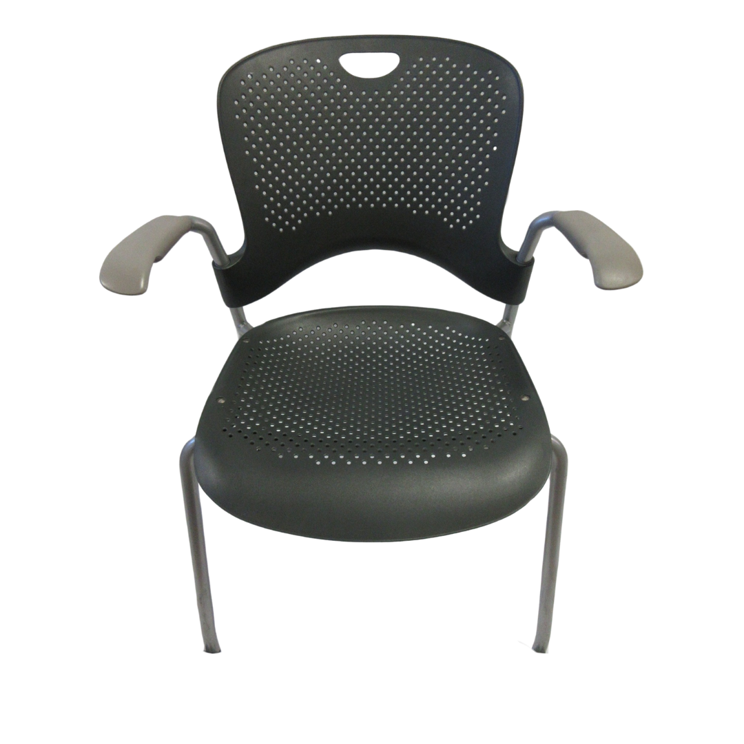 Herman Miller Caper Armchair in Black with Plastic Seat and Grey Legs