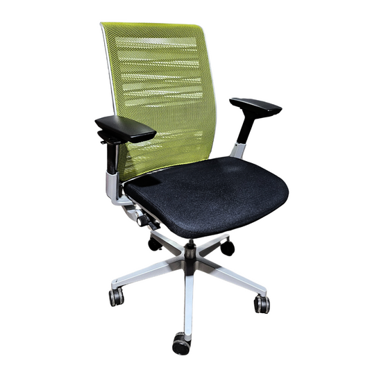 Steelcase Think V2 Chair in Green Back and Black Fabric Seat