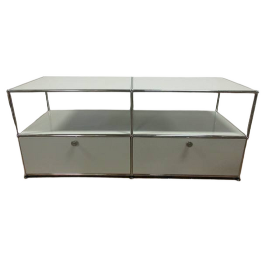 USM Haller Cabinet 2x2 with 2 Open Shelves & 2 Drawers Below in Light Grey