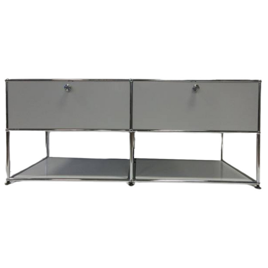 USM Haller Cabinet 2x2 with 2 Open Drawers & 2 Shelves in Light Grey