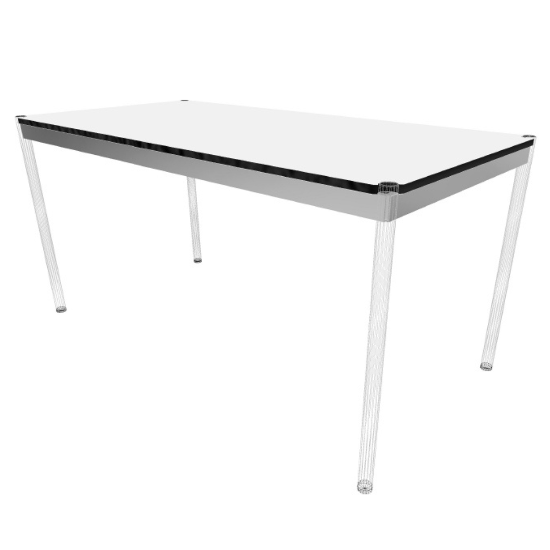 USM Haller Custom 30x58-in Desk-Table in Pearl Grey Laminate (New Top, Preowned Legs)