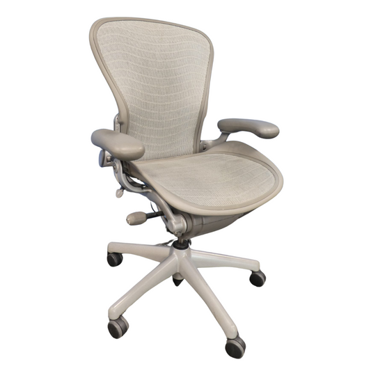 Herman Miller Classic Aeron Chair in Mineral with Satin Aluminum Frame and Base, Size B