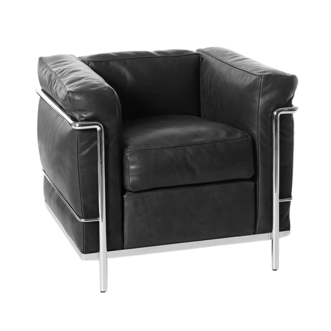 Cassina Le Corbusier LC2 Petit Modele Armchair in Black Leather