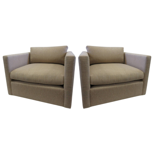 Knoll Charles Pfister Mid-Century Lounge Chairs in Peach - A Pair