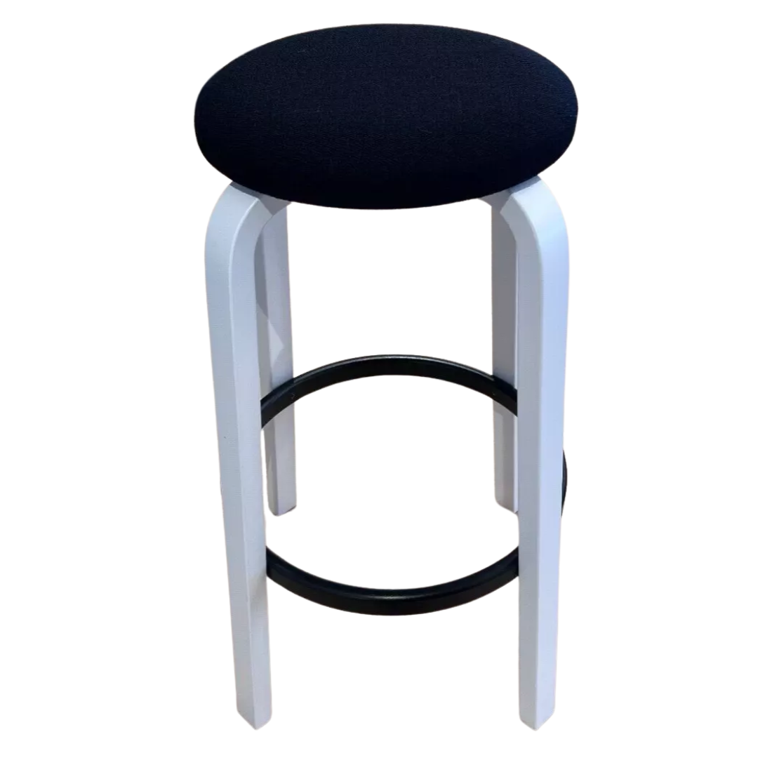 Artek Alvar Aalto Model 64 Bar Height Stool with Upholstered Seat