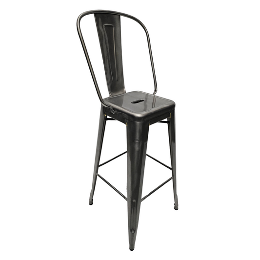 Tolix Bar Height Stool with Back in Grey