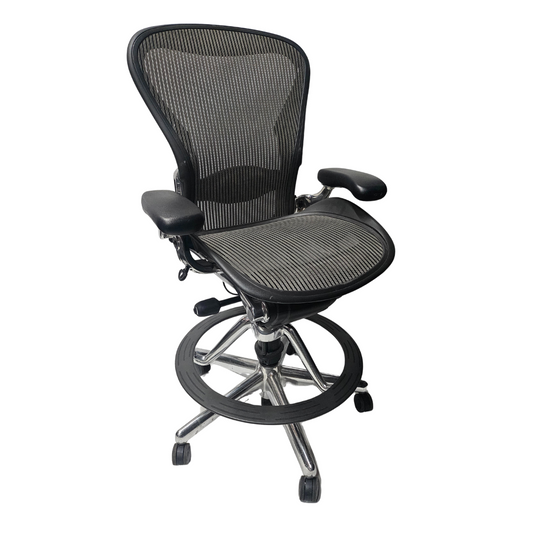 Herman Miller Classic Aeron Drafting Stool with Polished Aluminum Frame and Base, Size B