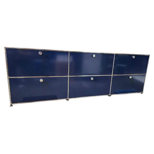USM Haller Cabinet / Console 3x2 with 6 Drawers in Steel Blue