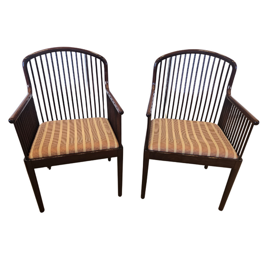 Stendig Davis Allen Andover Chairs with Maroon Striped Upholstery - A Pair