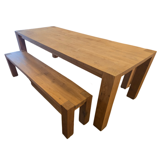 Crate and Barrel Big Sur 90-in Natural Oak Dining Table and 2 Benches